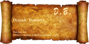 Dusek Babett névjegykártya